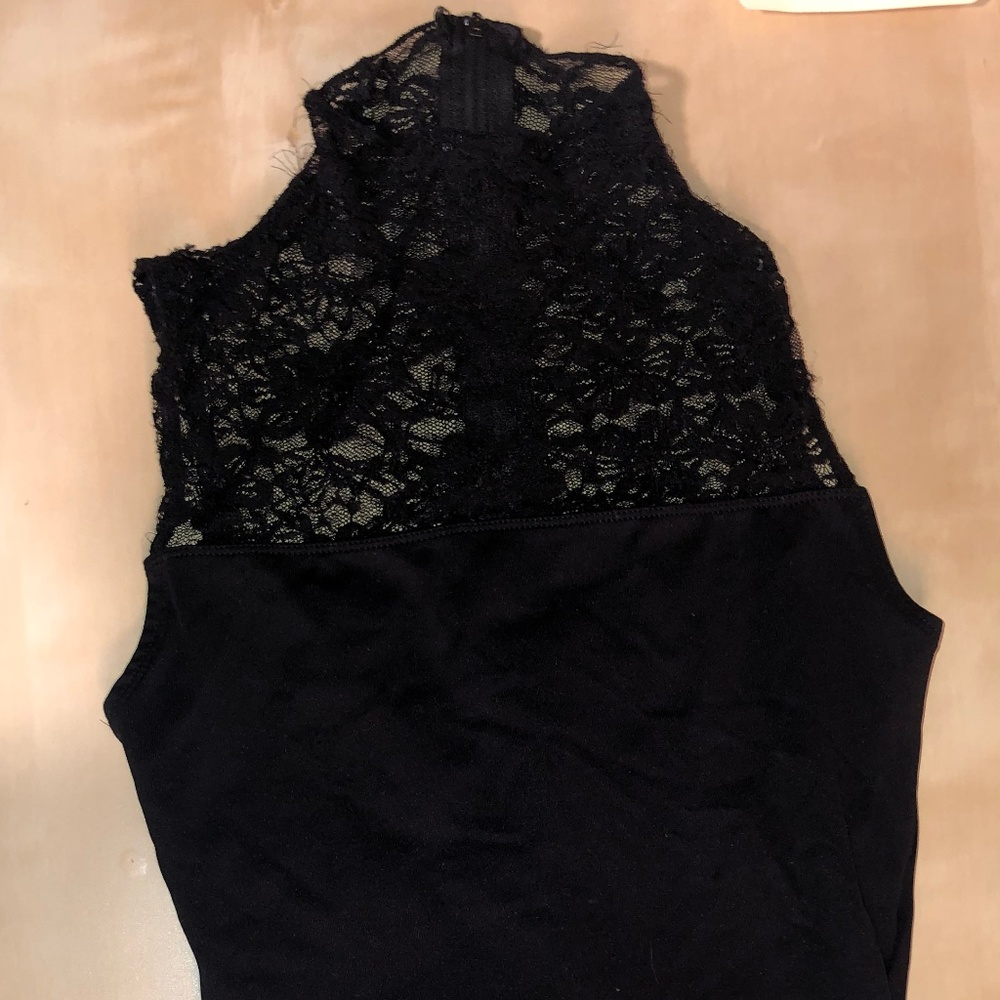 Gaynor Minden Black Lace Leotard Adult Small